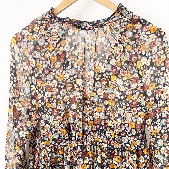NWT Zara Multicolor Floral Long Sleeve Mini Dress - Picture 12 of 12